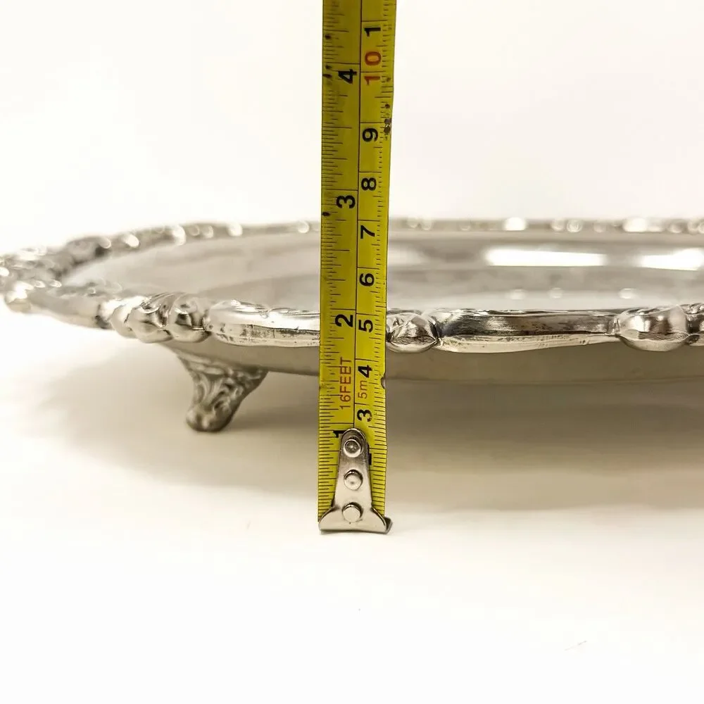 Vintage Sheridan Taunton Silverplate Footed Serving Tray Ornate Baroque 16.5”